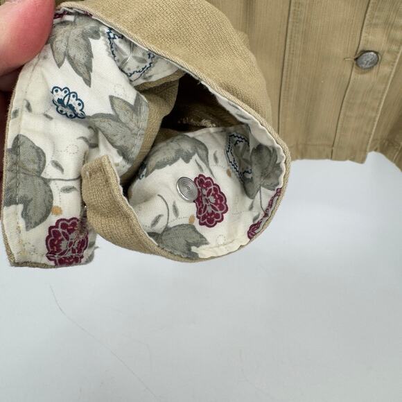 Dick Idol Jacket Womens XL Tan Embroidered Floral Field Button Up + Pockets - Picture 6 of 8